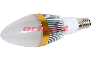 ECOLAMP E14 A4-3x1WBG W_CANDLE , Светодиодная лампа 3Вт, белый свет, цоколь E14, корпус "свеча"